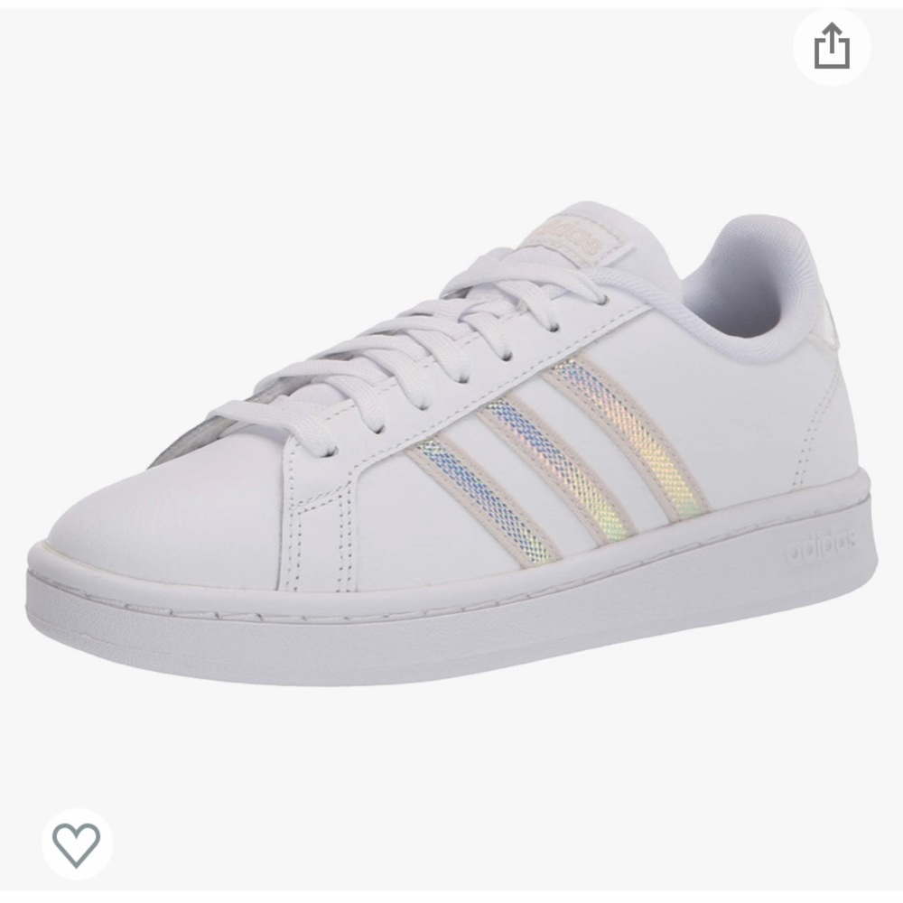 Adidas Women’s Grand Court Sneaker with iridescent stripes. Worn only twice!